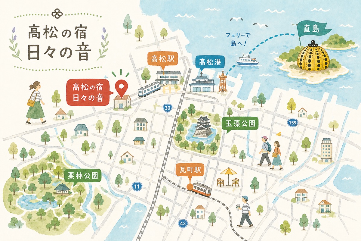 高松の宿 日々の音 周辺マップ